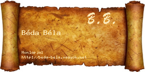 Béda Béla névjegykártya